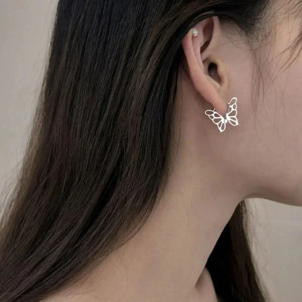 925 Sterling Silver Butterfly Huggies Earrings Minimalist Dainty Earrings